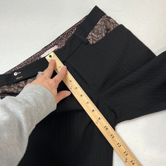 Rebecca Taylor Womens Dress Pants Size 6 Black Stripe Lace Detail Bootcut Career - Picture 9 of 13